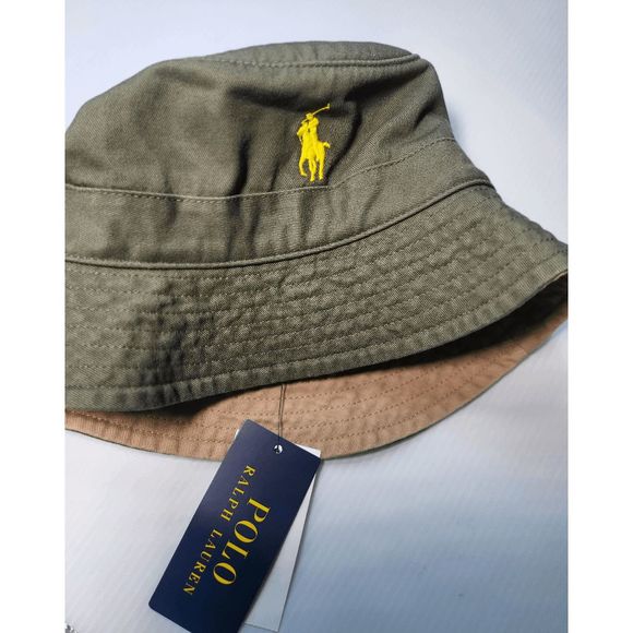 NWT POLO Ralph Lauren Bucket Hat Yellow Embroidered Pony Size S/M, L/XL - Picture 7 of 12